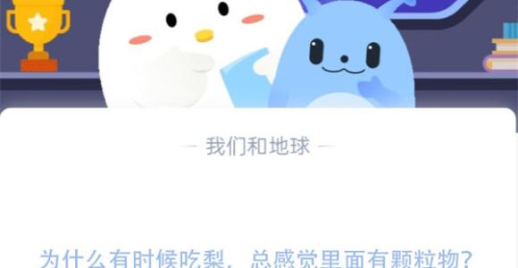 为什么有时候吃梨，总感觉里面有颗粒物?支付宝蚂蚁庄园11月18日答案